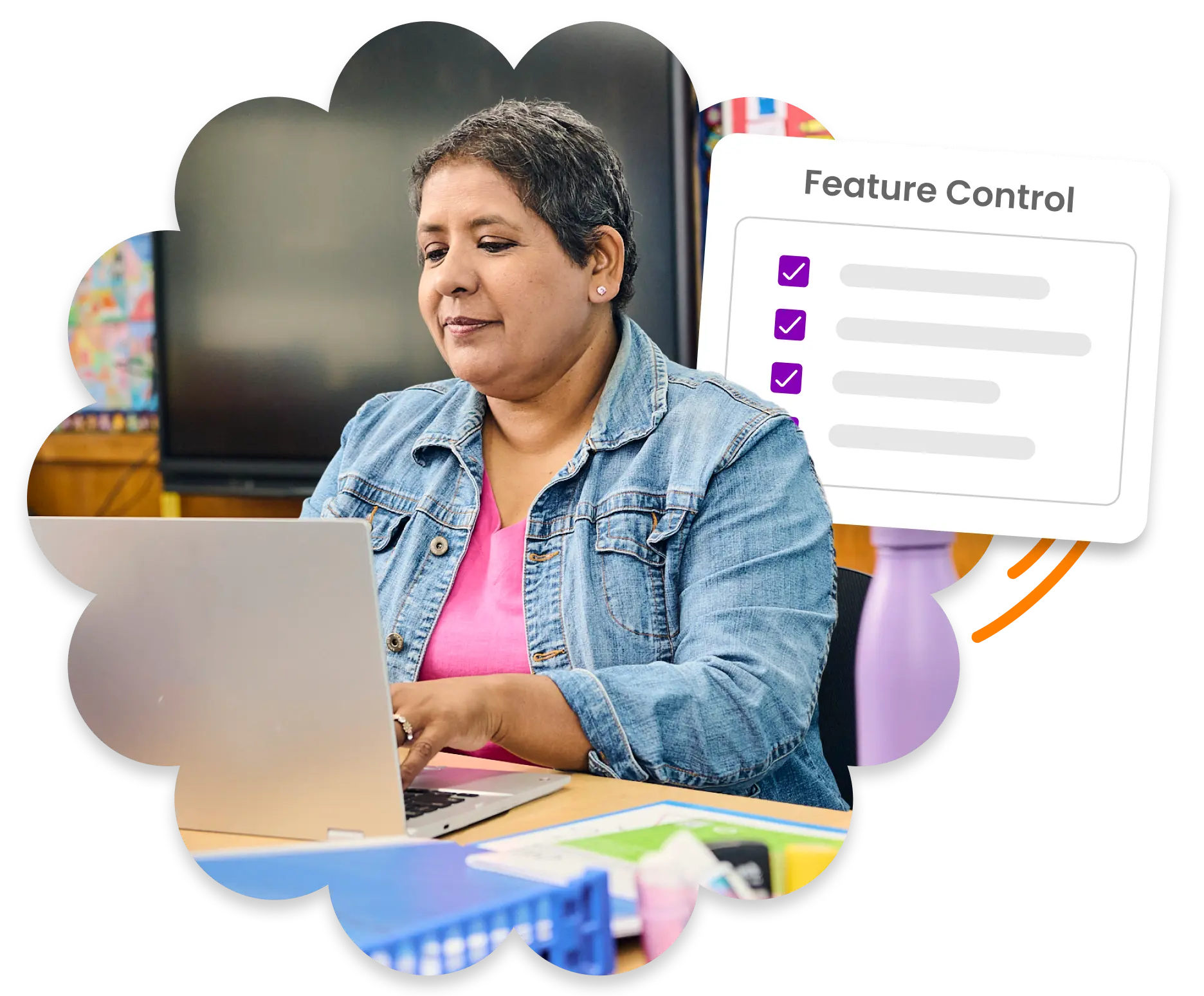 A teacher chooses the settings for feature control